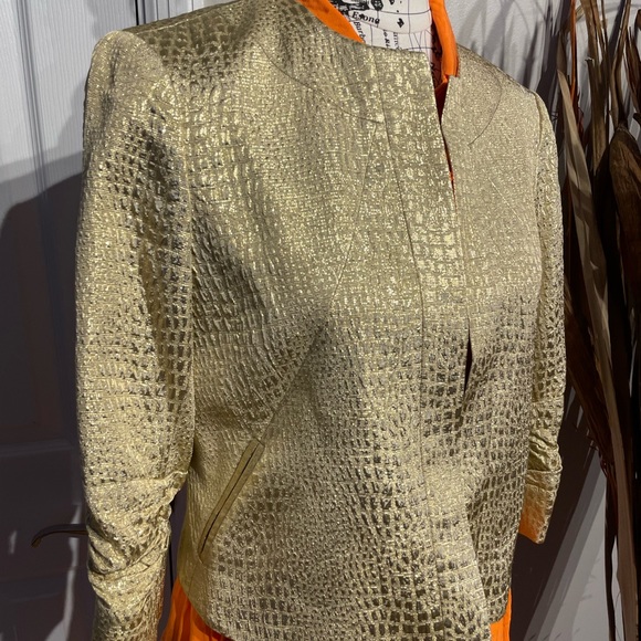 NWOT Anthracite Brocade Jacquard Snake Embossed Print Bolero Cover crop sleeve - Picture 2 of 7